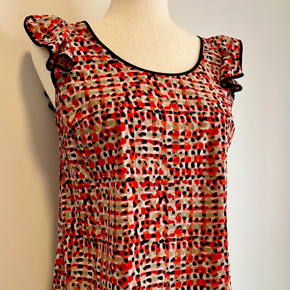 Ann Taylor Ruffle Sleeve Keyhole Blouse - US 4 Petite